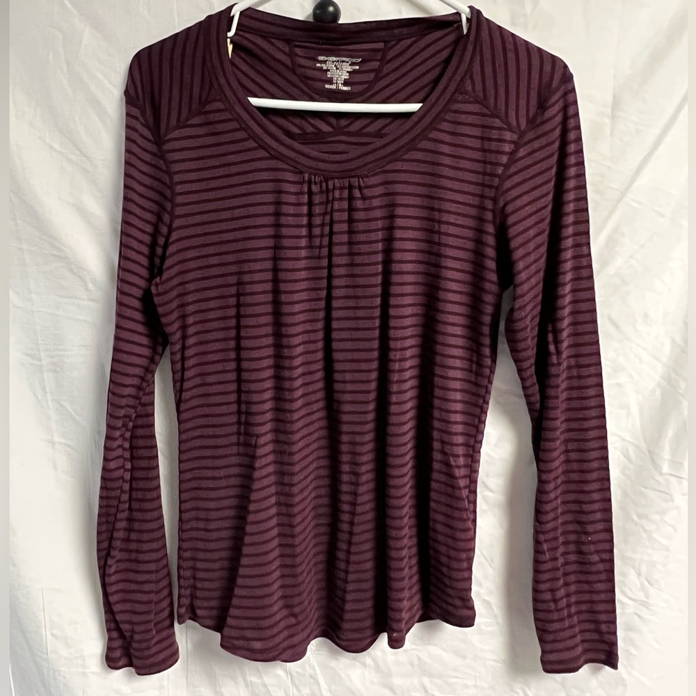 Exofficio dri pointelle scoop top t-shirt raglan long sleeve quick dry burgundy